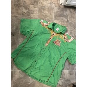Vintage Miskeen Green Button Down Shirt Mens Size 4XL Big Tall  Original Casual